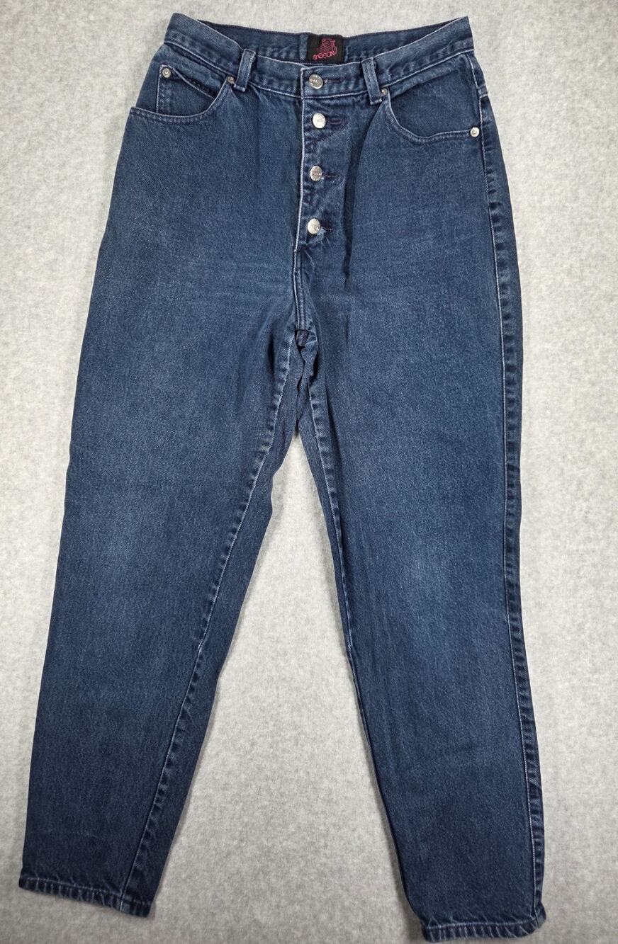 Vintage Sasson High Waisted Tapered Mom Jeans Dark Wash Button Fly 25x28